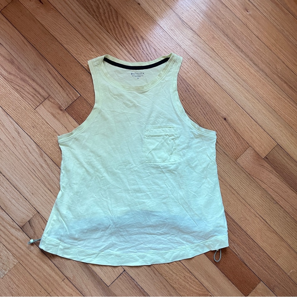 Athleta Lime Green Drawstring Hem Tank Top XS